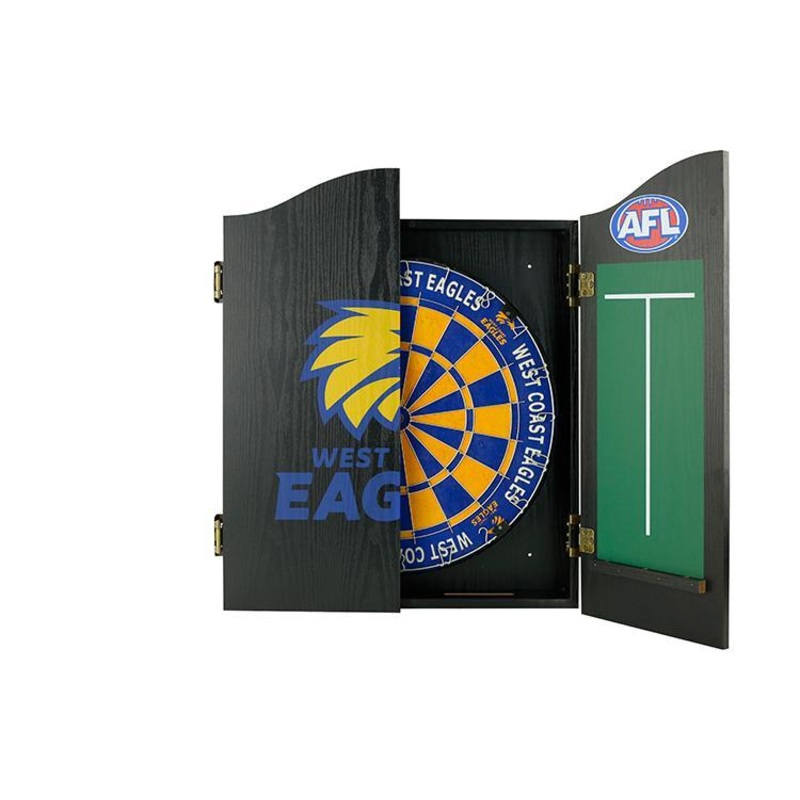Official AFL West Coast Eagles Dartboard Cabinet Set + AFL Darts
