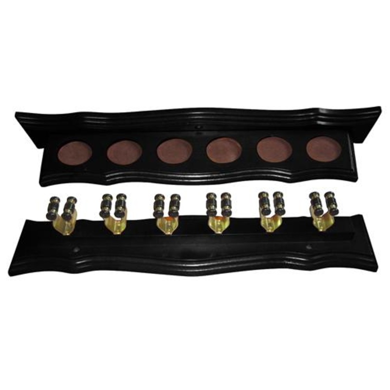 Cue Rack Deluxe 6 Clip Black & Chrome