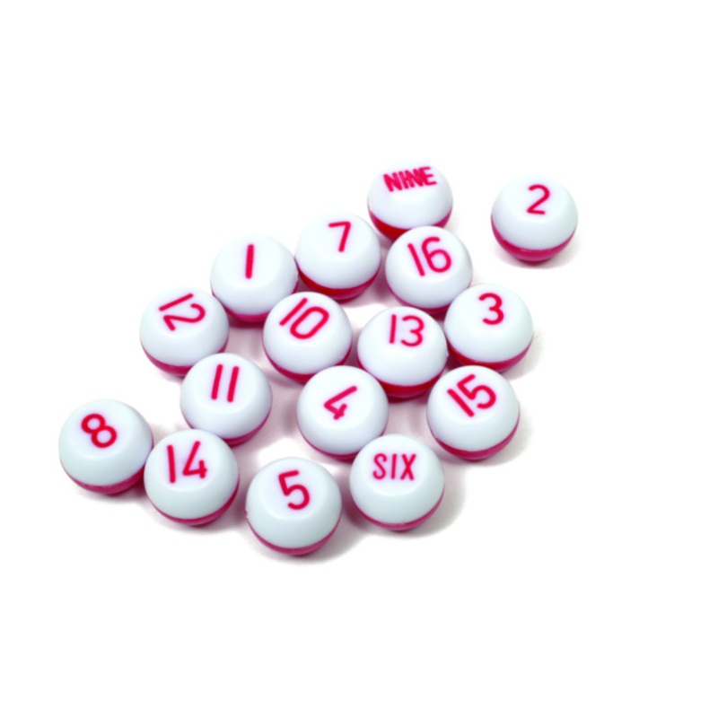 Kelly Pool Marbles- Plastic Red Numbers 1-15