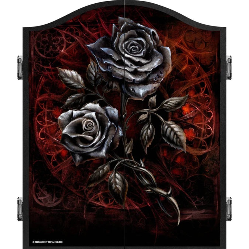 Alchemy Dartboard Cabinet – Official Licensed – Black Roses