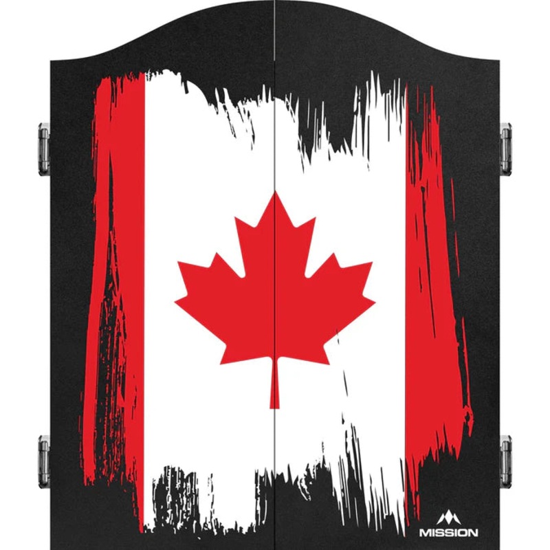 Mission Dartboard Cabinet – Black – Maple Leaf – Flag