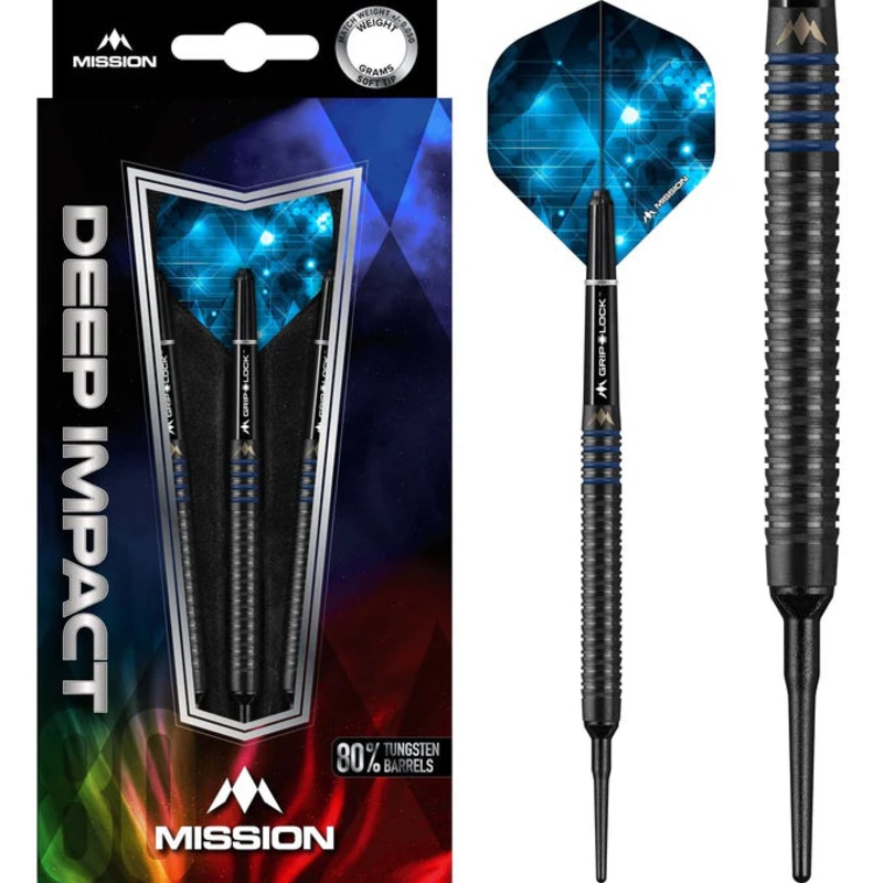 Mission Deep Impact Darts – Soft Tip – Black – M4 – Blue – 21g