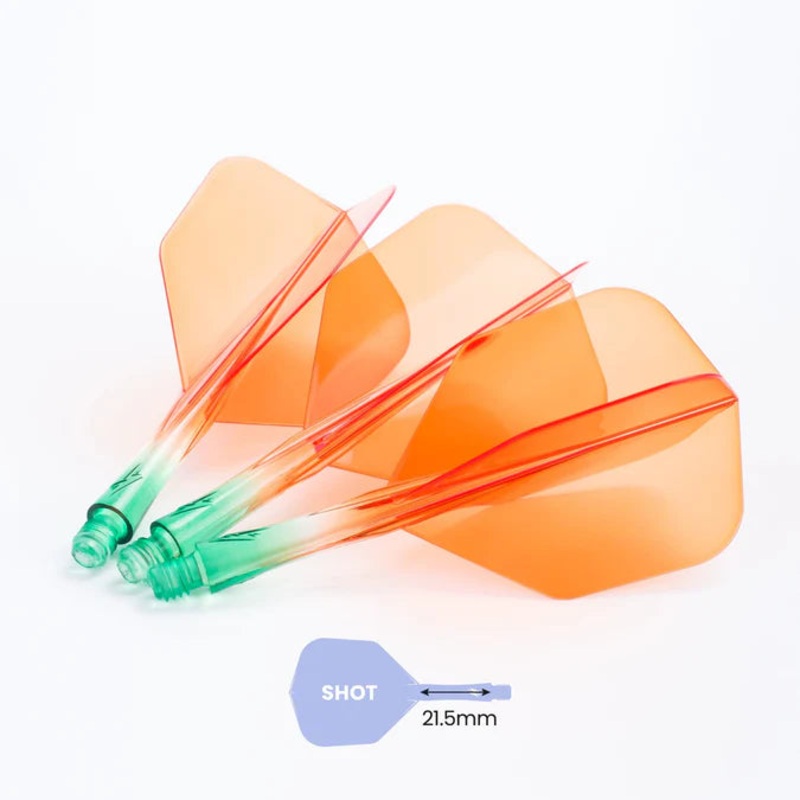 Caliburn SUP Flights – Moulded Flight & Shaft – Standard No6 – Two Tone Short Green and Orange