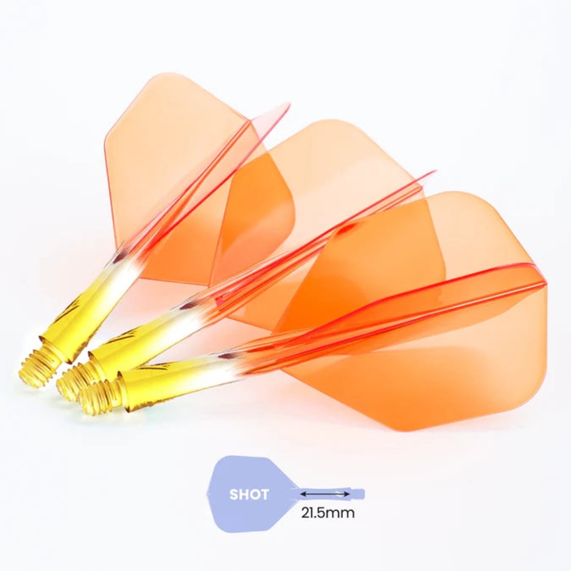 Caliburn SUP Flights – Moulded Flight & Shaft – Standard No6 – Two Tone Short Yellow and Orange