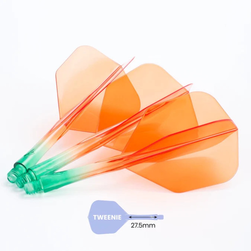 Caliburn SUP Flights – Moulded Flight & Shaft – Standard No6 – Two Tone Tweenie Green and Orange