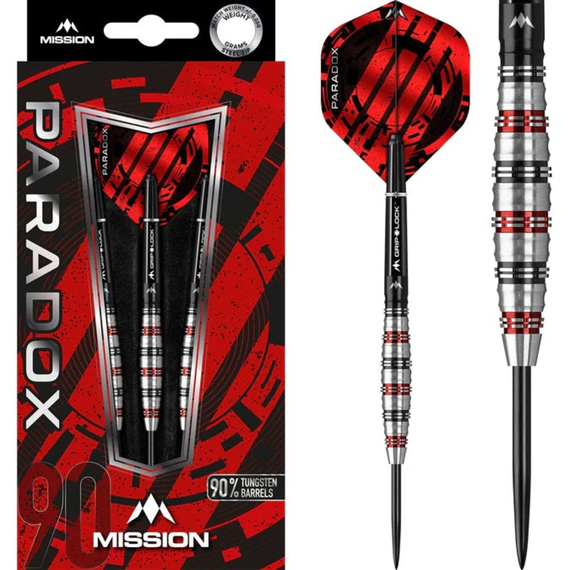Mission Paradox Darts – Steel Tip – Curved – M2 – Electro Black & Red 26g