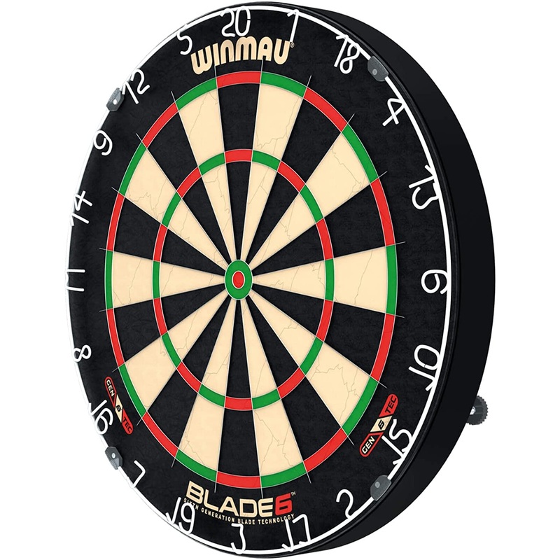 Winmau Blade 6 Dartboard and 2 Sets of Red Dragon Tungsten Darts