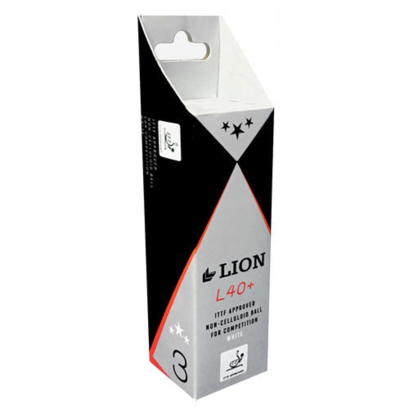 Lion L40+ 3 Star White Table Tennis Balls (3 Pack)