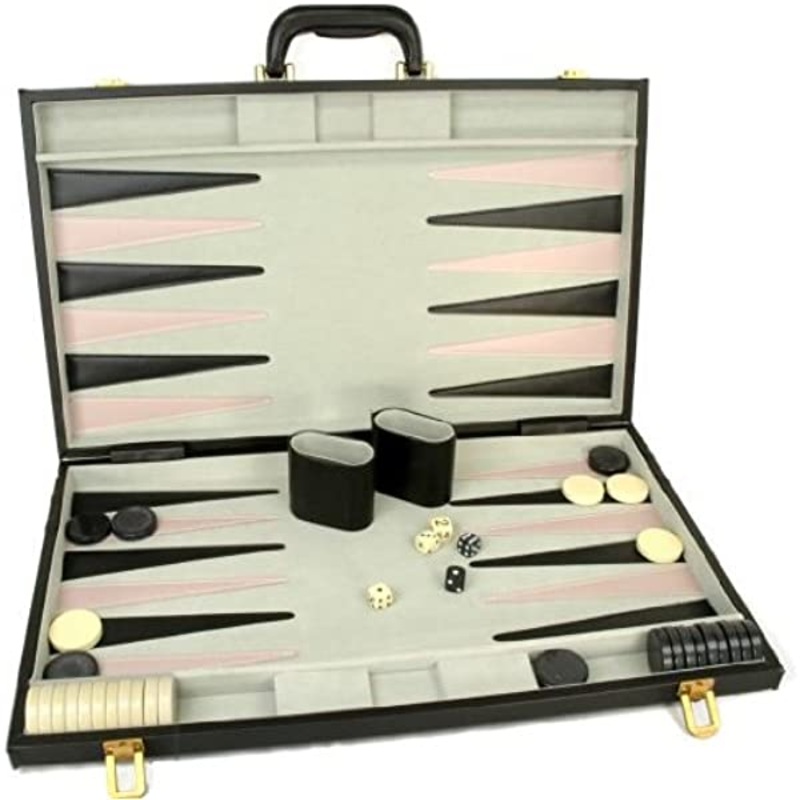 Backgammon: 21″ Deluxe Black/Light Gray Backgammon Set – CHH