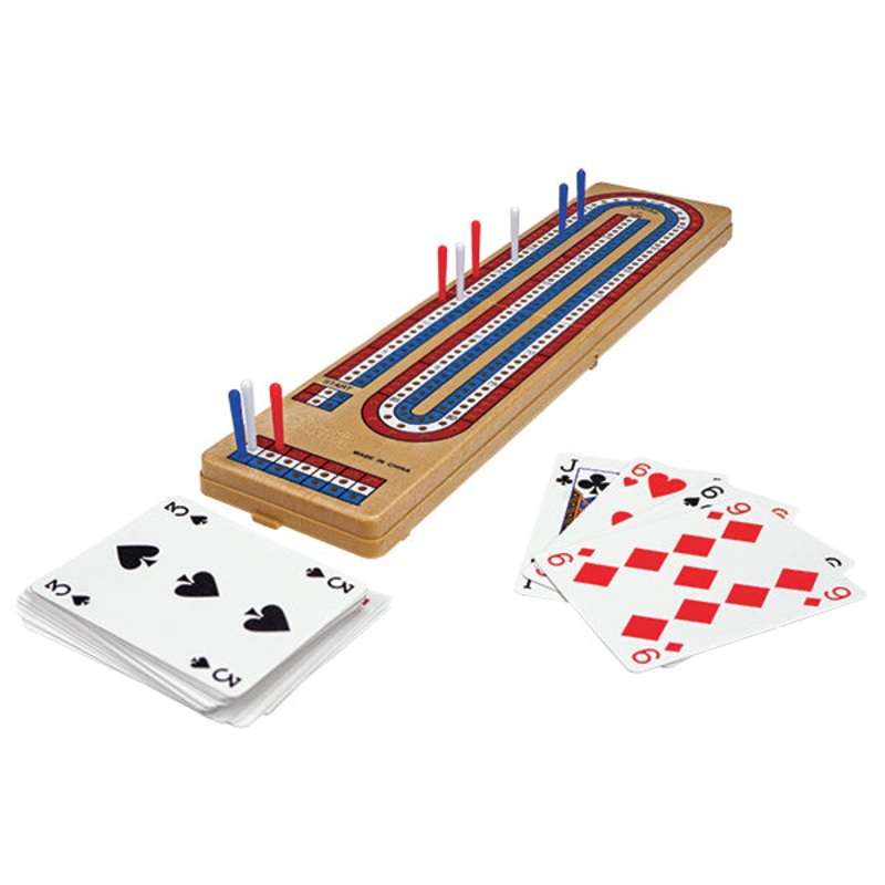Cribbage: Foldable 3 Lane Cribbage Board with Piatnik Playing Cards