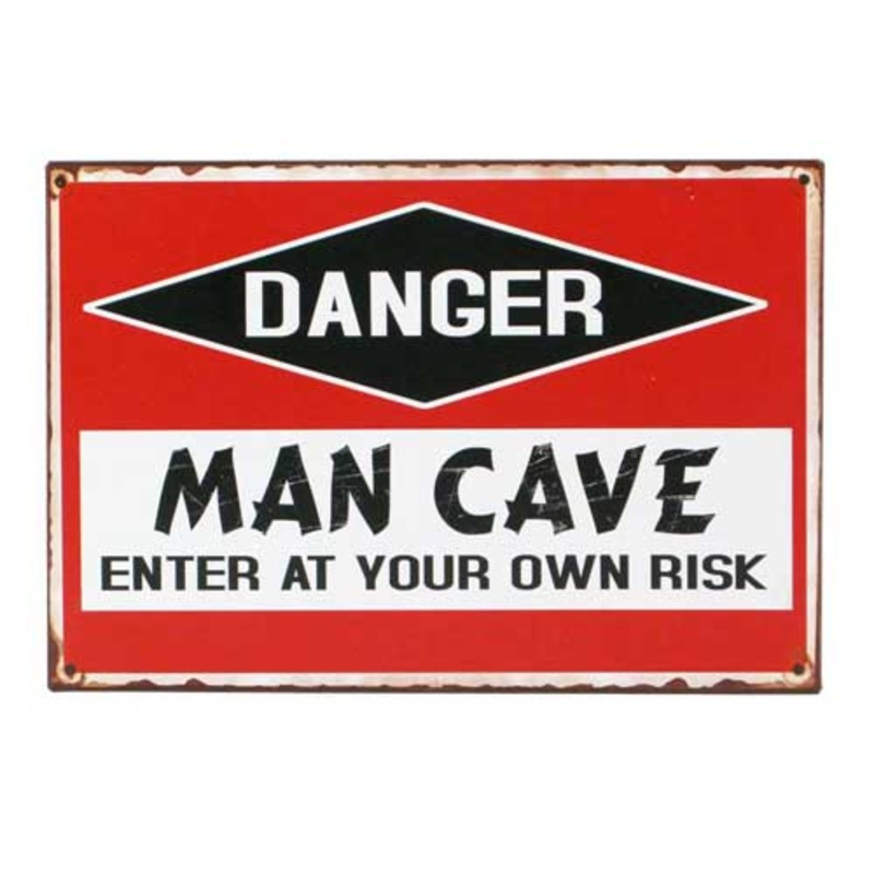 Danger Man Cave Vintage Distressed Tin Sign