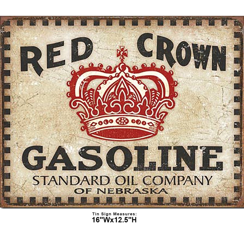 Red Crown Gasoline Vintage Style Tin Sign