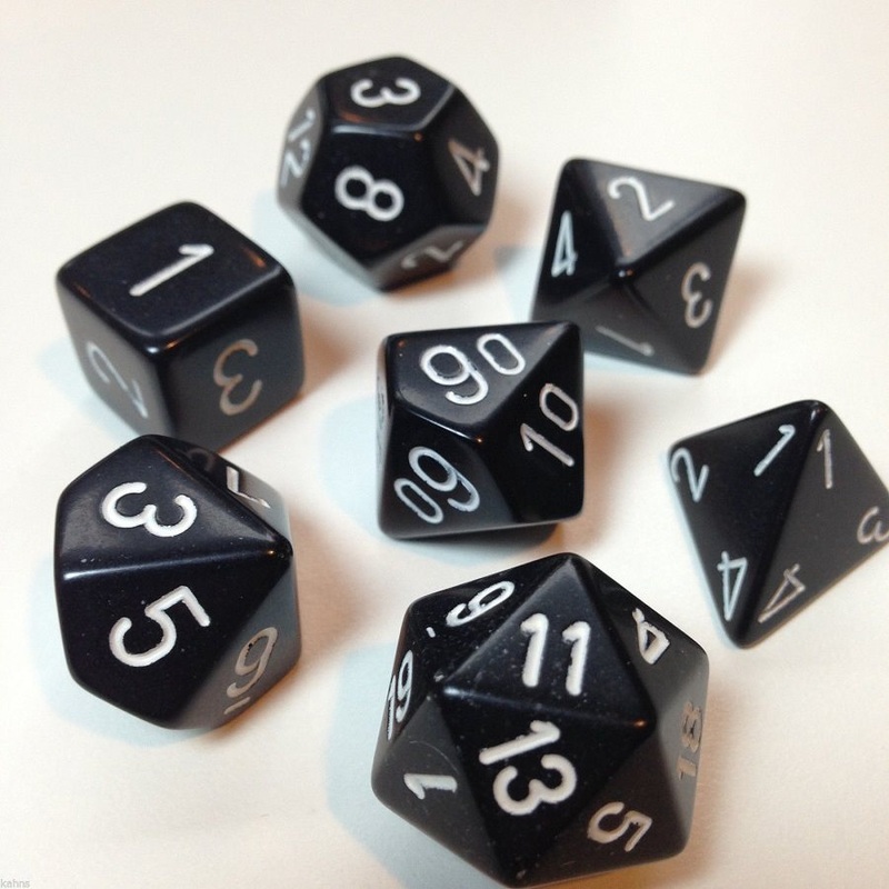 7 Die Set  Black Opaque  – Chessex