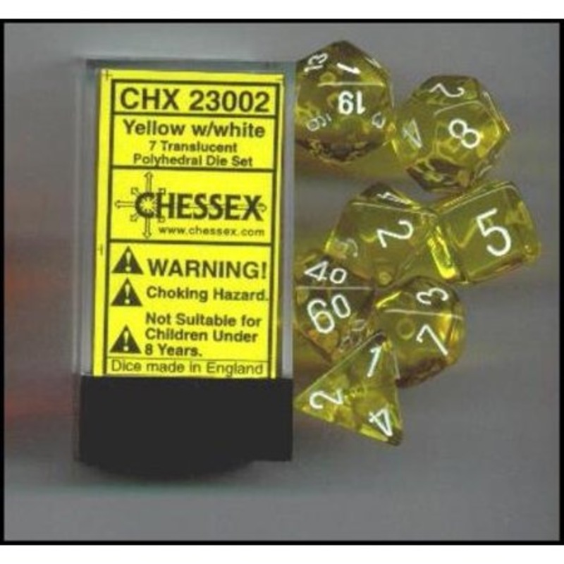 7 Die Set Translucent Yellow/White – Chessex