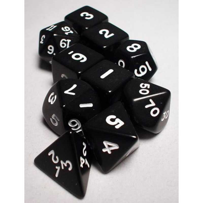 Black/White Polyhedral Dice 10 Piece Set – Koplow