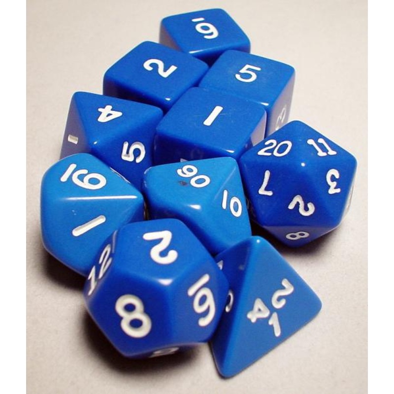 Blue/White Polyhedral Dice 10 Piece Set – Koplow