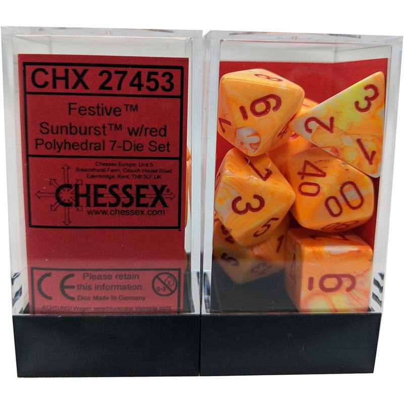 Festive 7 Die Set Sunburst/Red   – Chessex