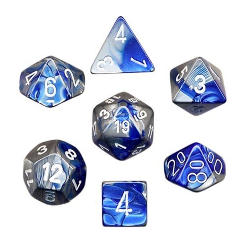 Gemini: 7Pc Blue-Steel / White – Chessex