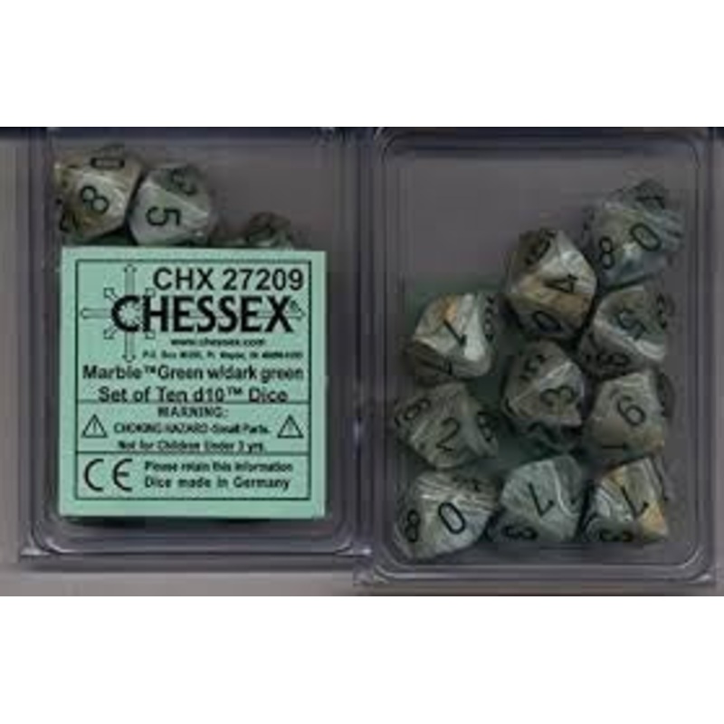 Green/Dark Green Polyhedral Dice 10 Piece Set – Chessex
