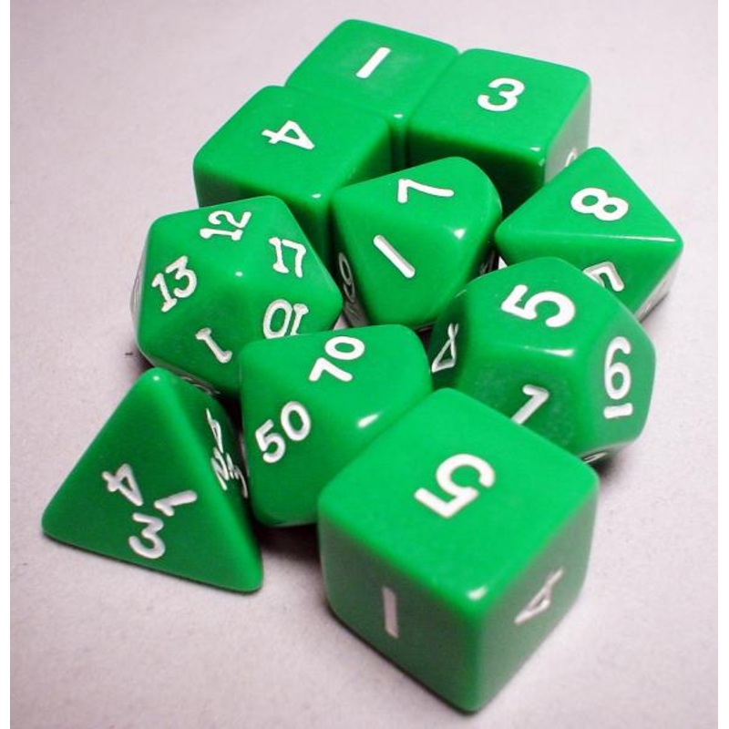 Green/White Polyhedral Dice 10 Piece Set – Koplow