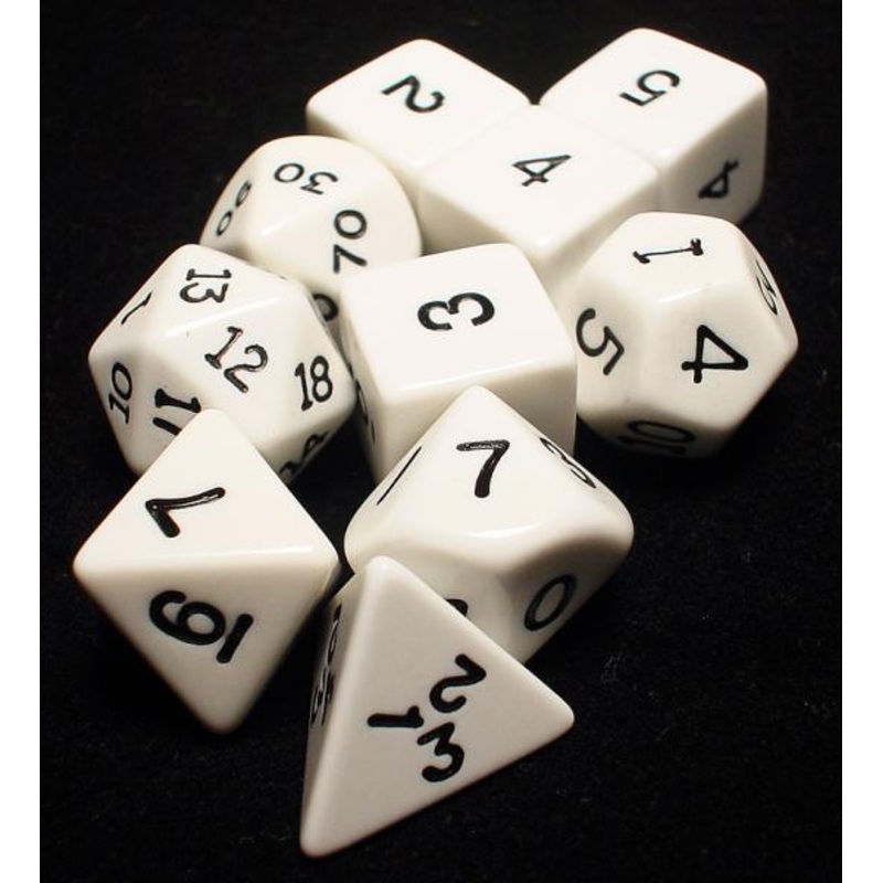 White/Black Polyhedral Dice 10 Piece Set – Koplow