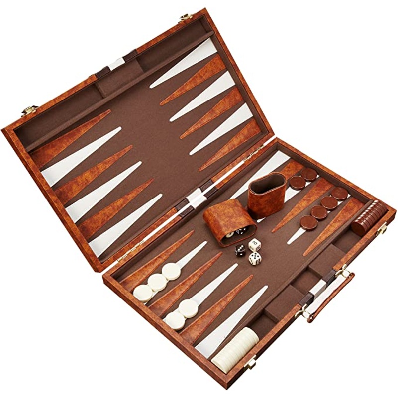 15″ Backgammon with Brown and White Stripe