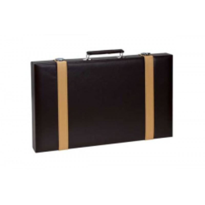 18″ Brown/Tan Leatherette Backgammon Set