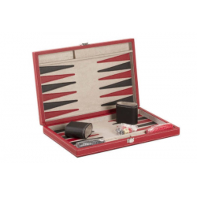 Backgammon – 15″ Red Leatherette Ext.