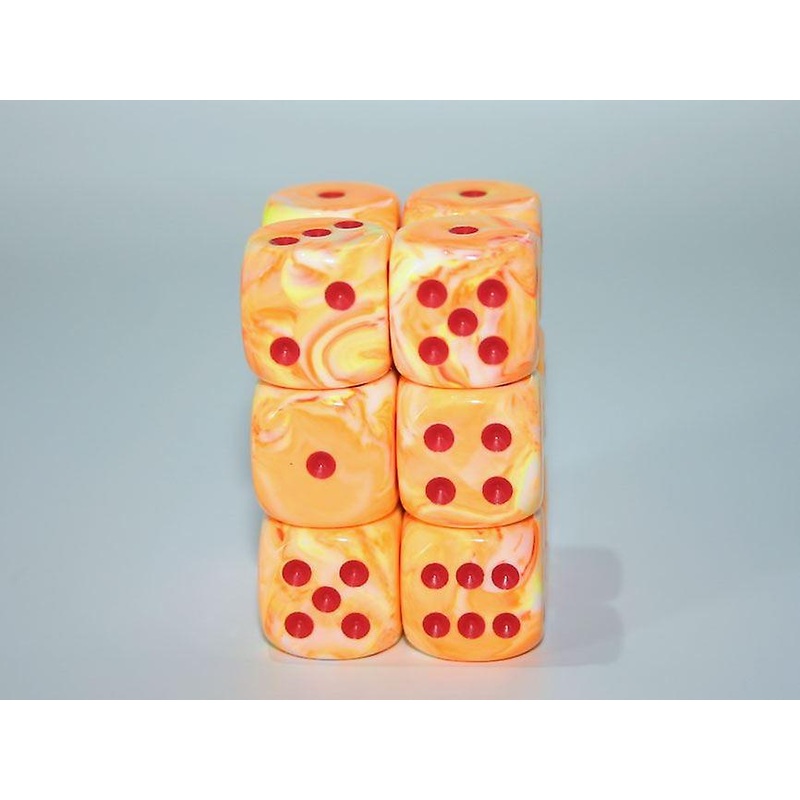 Festive Dice 12 D6 Sunburst/Red 16mm