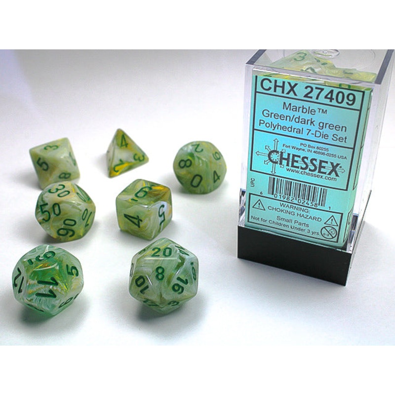MARBLE 7-DIE SET GREEN/DARK GREEN