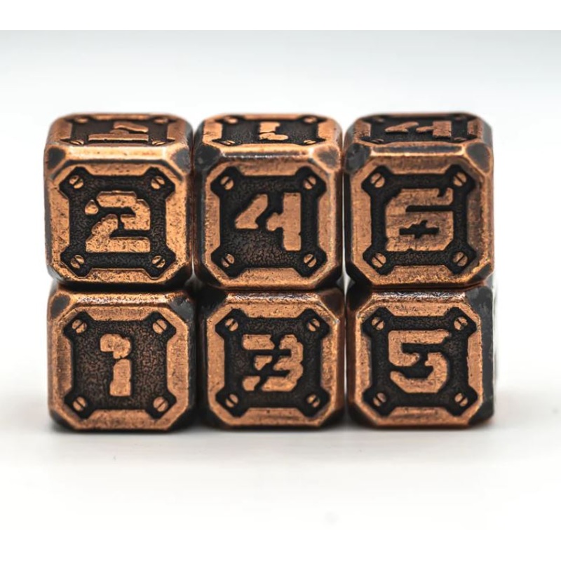 6 D6 Set With Case: Industrial Battleworn Copper