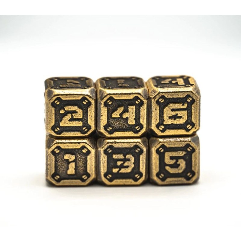 6 D6 Set With Case: Industrial Battleworn Gold
