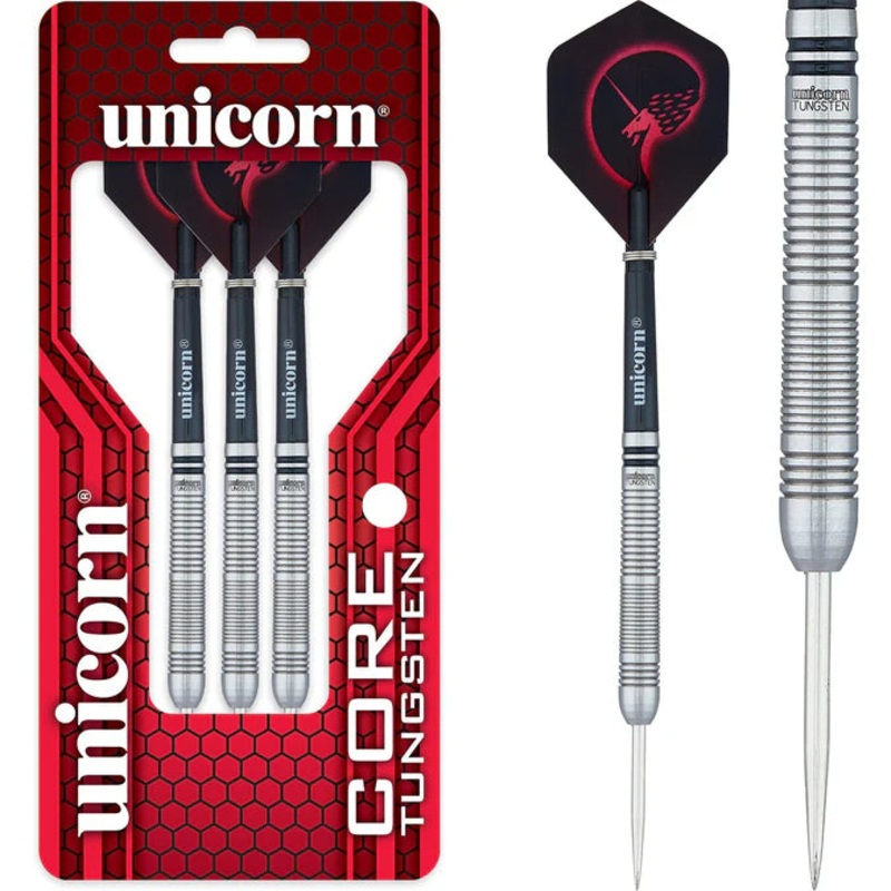Unicorn Core Tungsten Darts – Steel Tip – Style 2 – Black Ring 22g