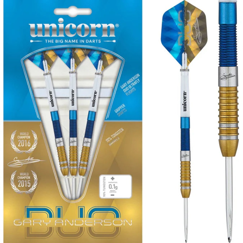 Unicorn Gary Anderson Darts Phase 6 Duo – Blue & Gold 22g