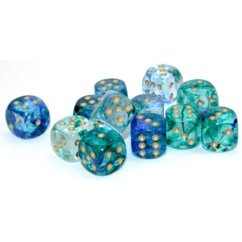 Nebula Dice: 12D6 Oceanic/Gold Luminary