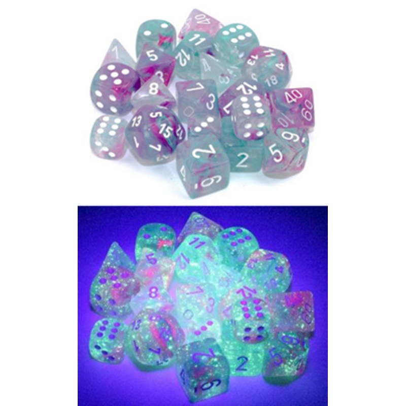 Nebula Dice: D6 16MM Wisteria/White Luminary
