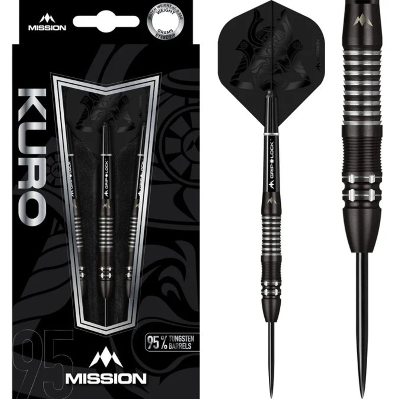 Mission Kuro Darts – Steel Tip – Black – M2 – Razor Scallop 21g