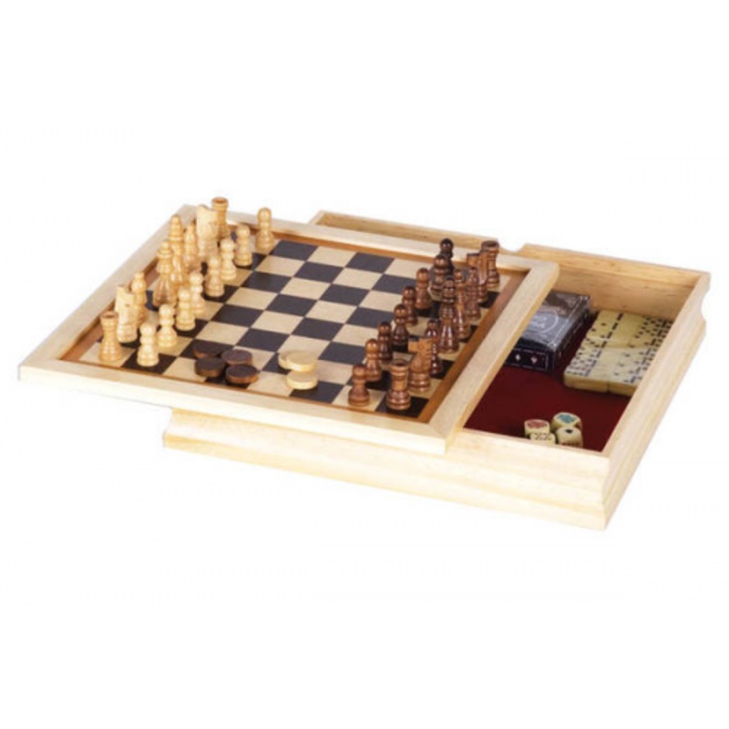 6-in-1 GAME- 11″ in WOOD CASE