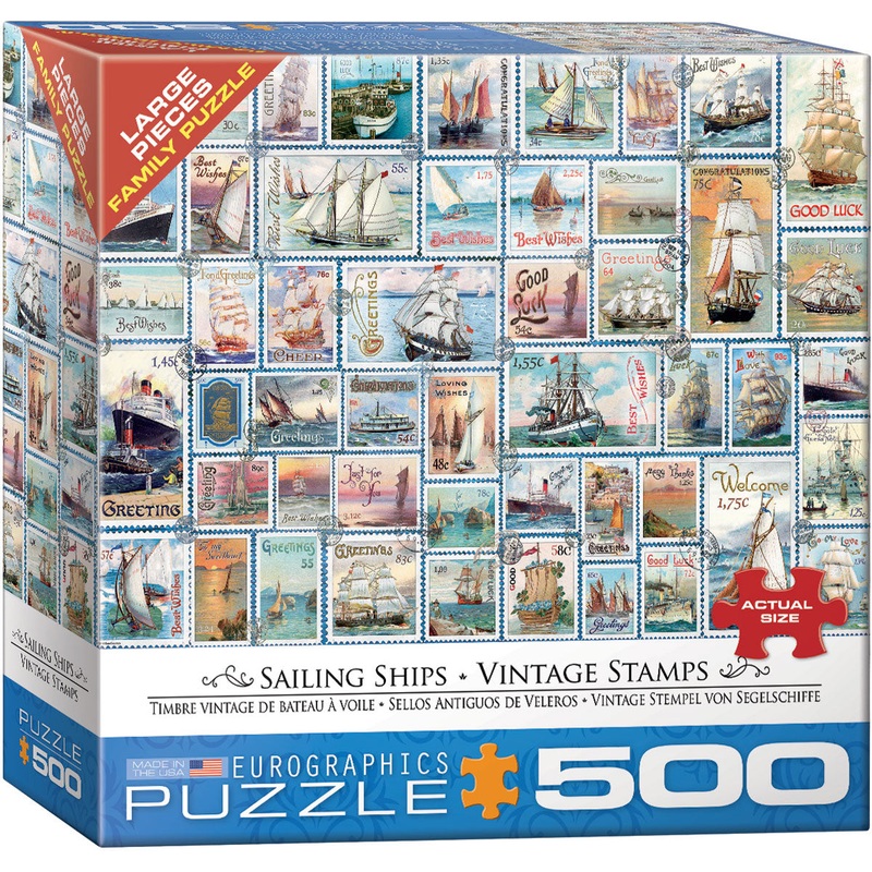 Eurographics – Sailing Ships Vintage Stamps – 500 piece Jigsaw Puzzle