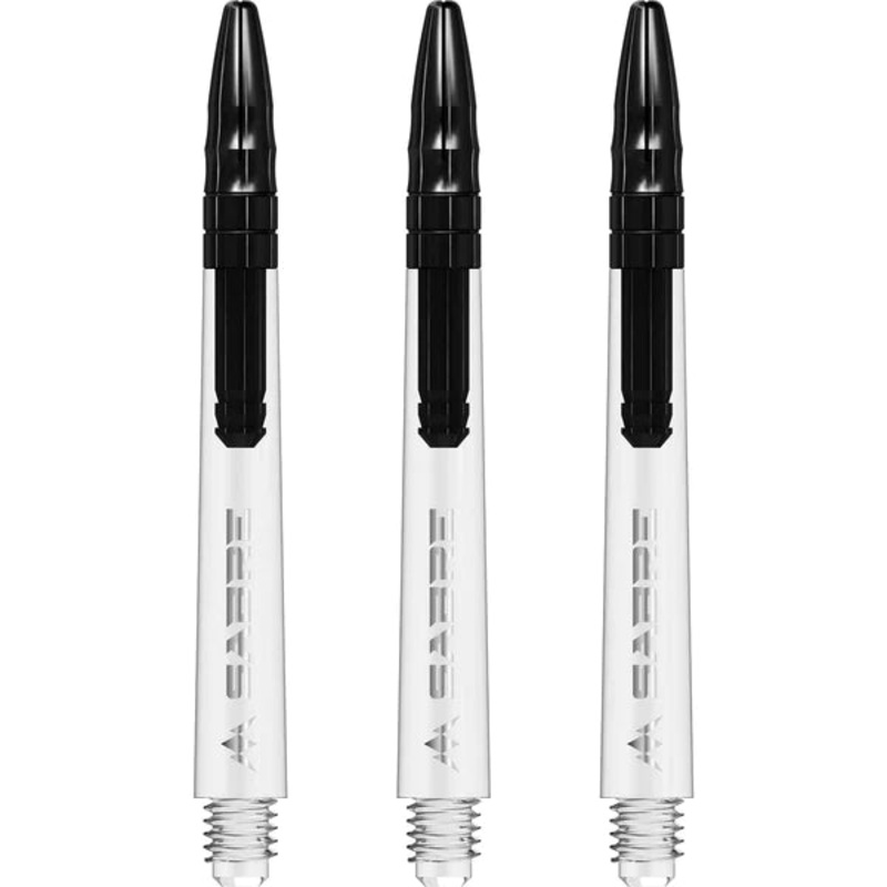 Mission Sabre Shafts – Polycarbonate Dart Stems – Clear – Black Top-Short