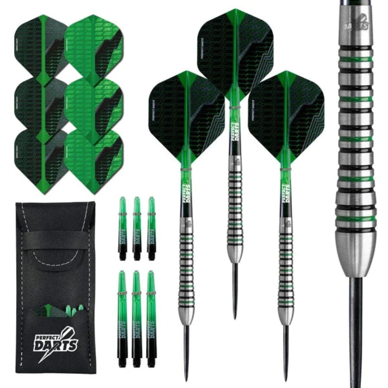Perfect Darts 90% Tungsten Black Grenade Ringed Black & Green 23g