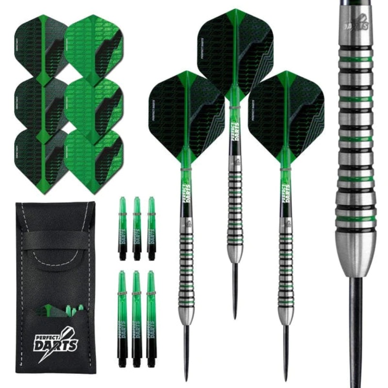 Perfect Darts 90% Tungsten Black Grenade Ringed Black & Green 25g