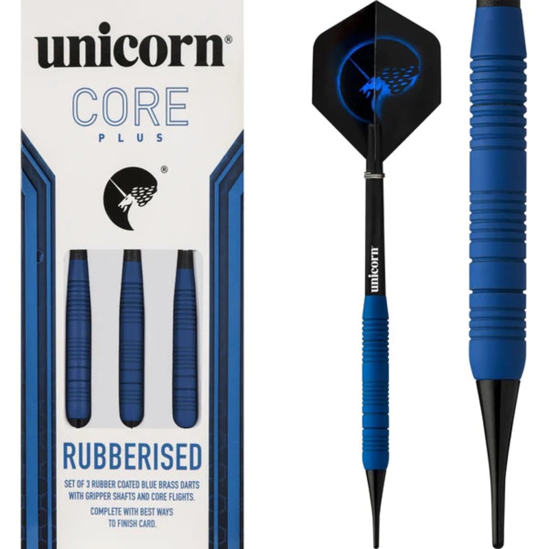Unicorn Core Plus Rubberised Darts – Soft Tip-18g