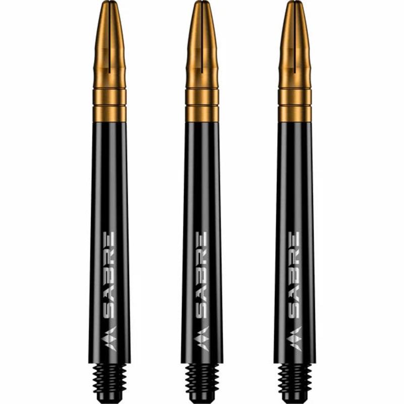 Mission Sabre Shafts – Polycarbonate Dart Stems – Black- Gold Top-Medium