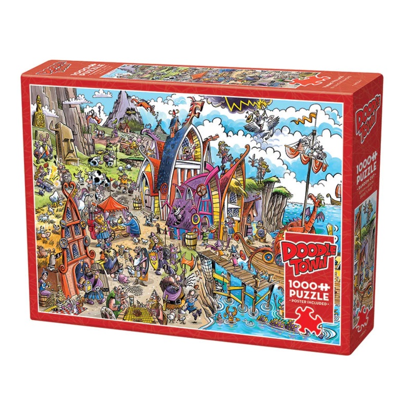 DoodleTown: Viking Village – Cobble Hill Jigsaw Puzzle 1000pcs