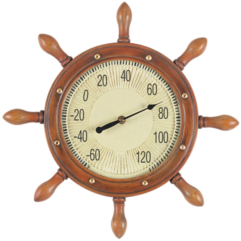 16″ W CAPTAINS WHEEL THERMOMETER