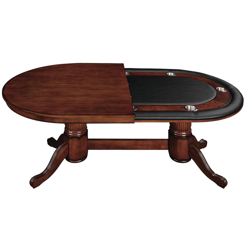 84″ TEXAS HOLD’EM GAME TABLE WITH DINING TOP- CHESTNUT