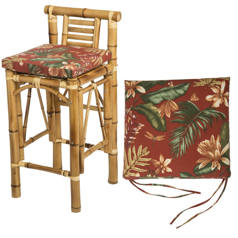 SET OF TWO TIKI BARSTOOL CUSHIONS – BURGUNDY