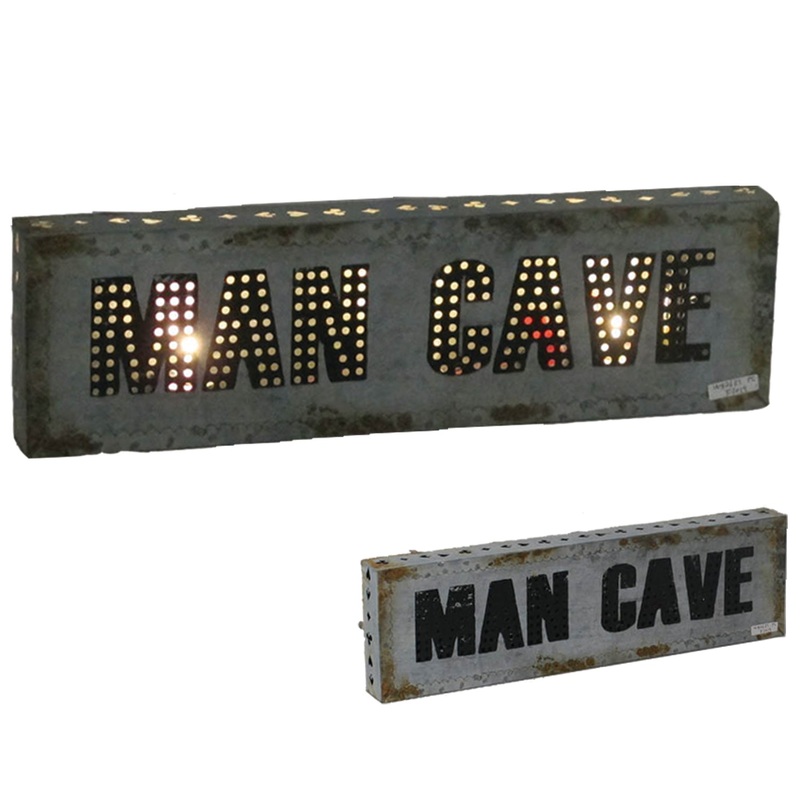 METAL SIGN-21″ MAN CAVE W/ LIGHTS