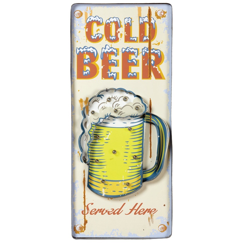METAL SIGN-COLD BEER (WHITE)